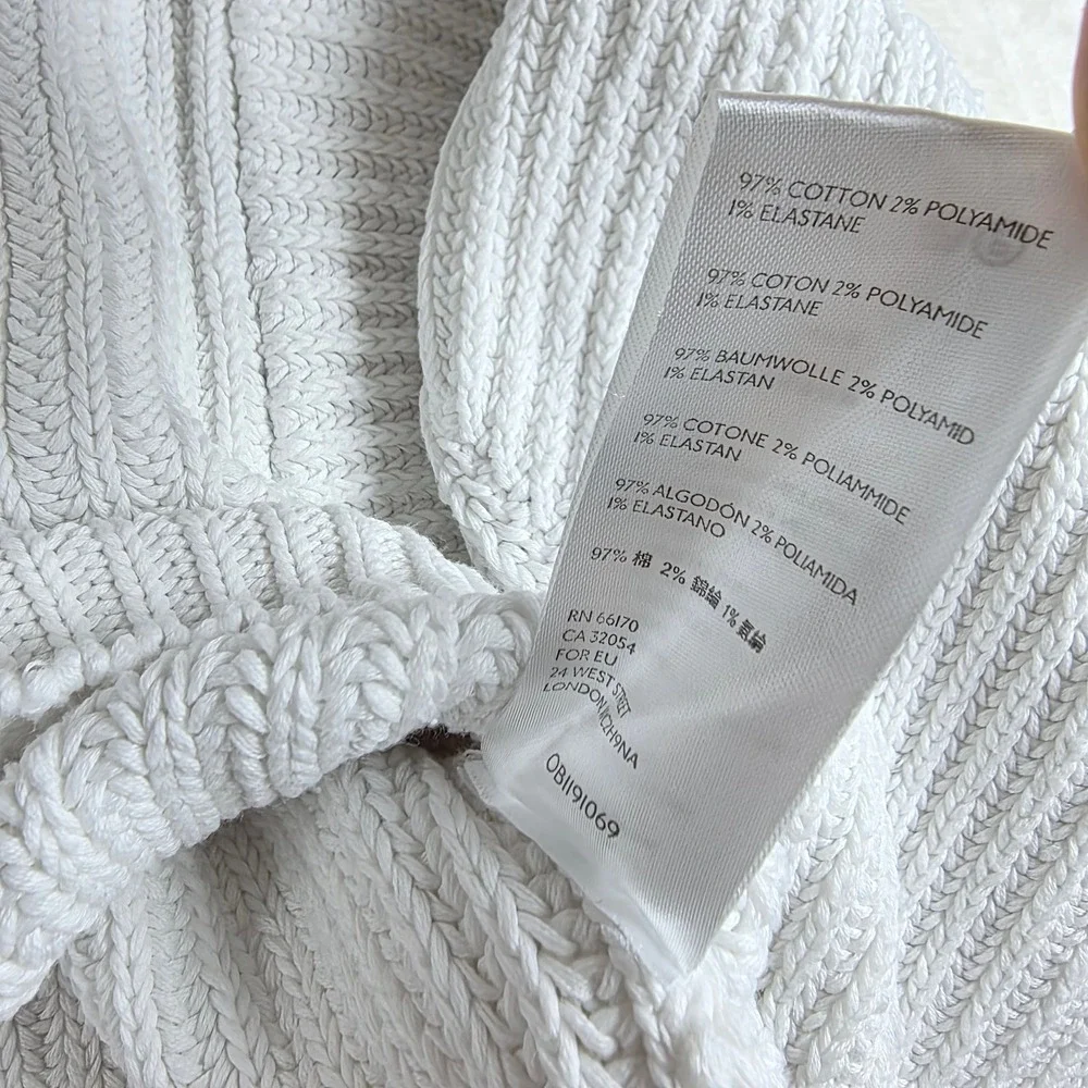 Free People Sweetheart Mock Neck Sweater Womens Large White Cropped Ribbed Knit
